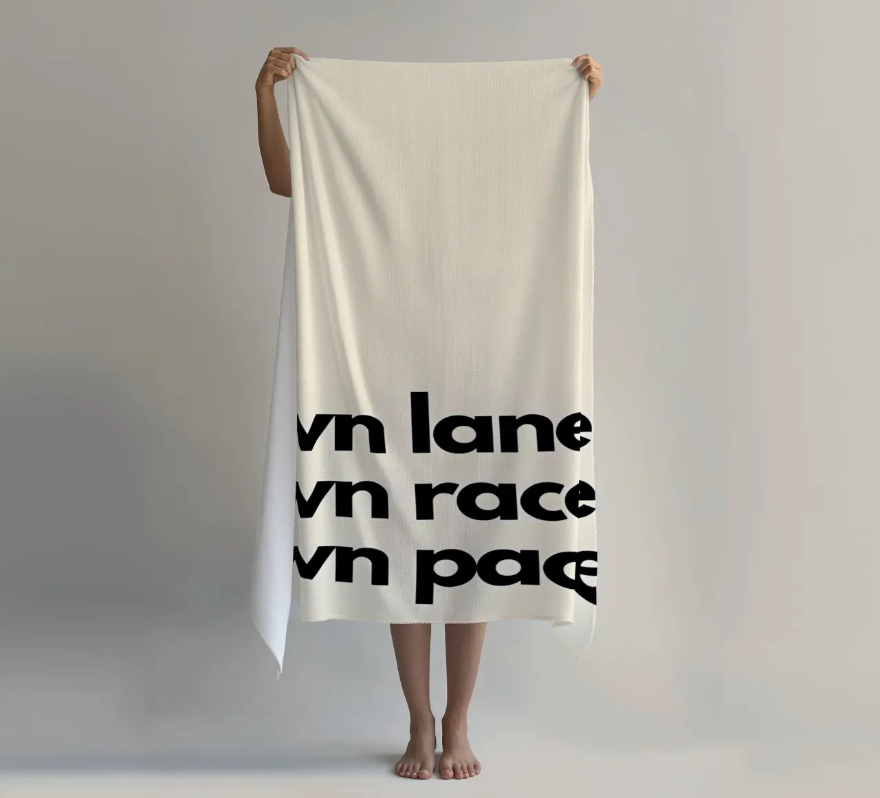 "Own lane. Own race. Own pace." telo mare da Type & Tape