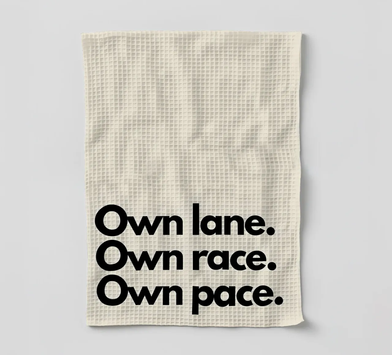 "Own lane. Own race. Own pace." canovaccio da cucina da Type & Tape