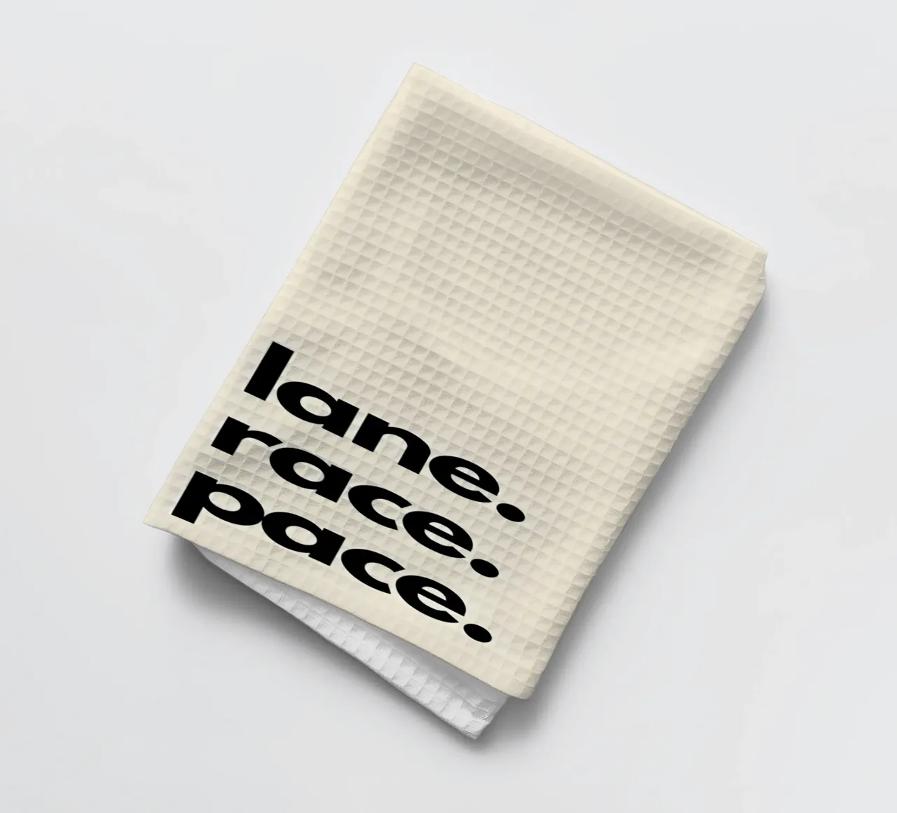 "Own lane. Own race. Own pace." canovaccio da cucina da Type & Tape