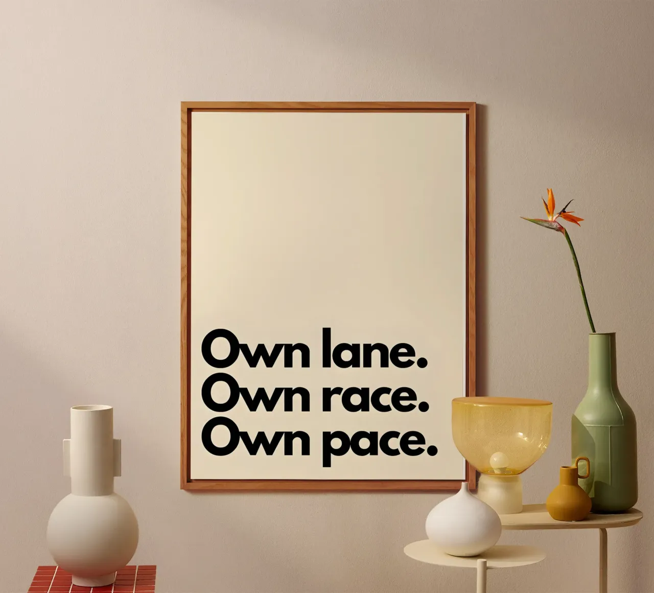 "Own lane. Own race. Own pace." alluminio dibond da Type & Tape
