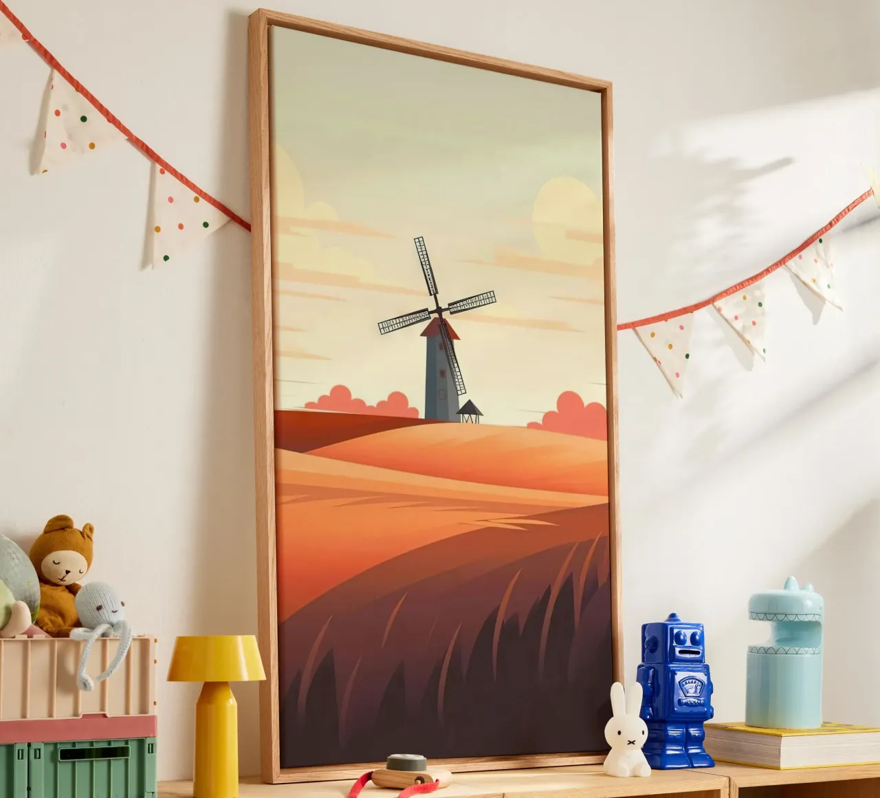 windmill on the hill tela con Cornice a cassetta da lily
