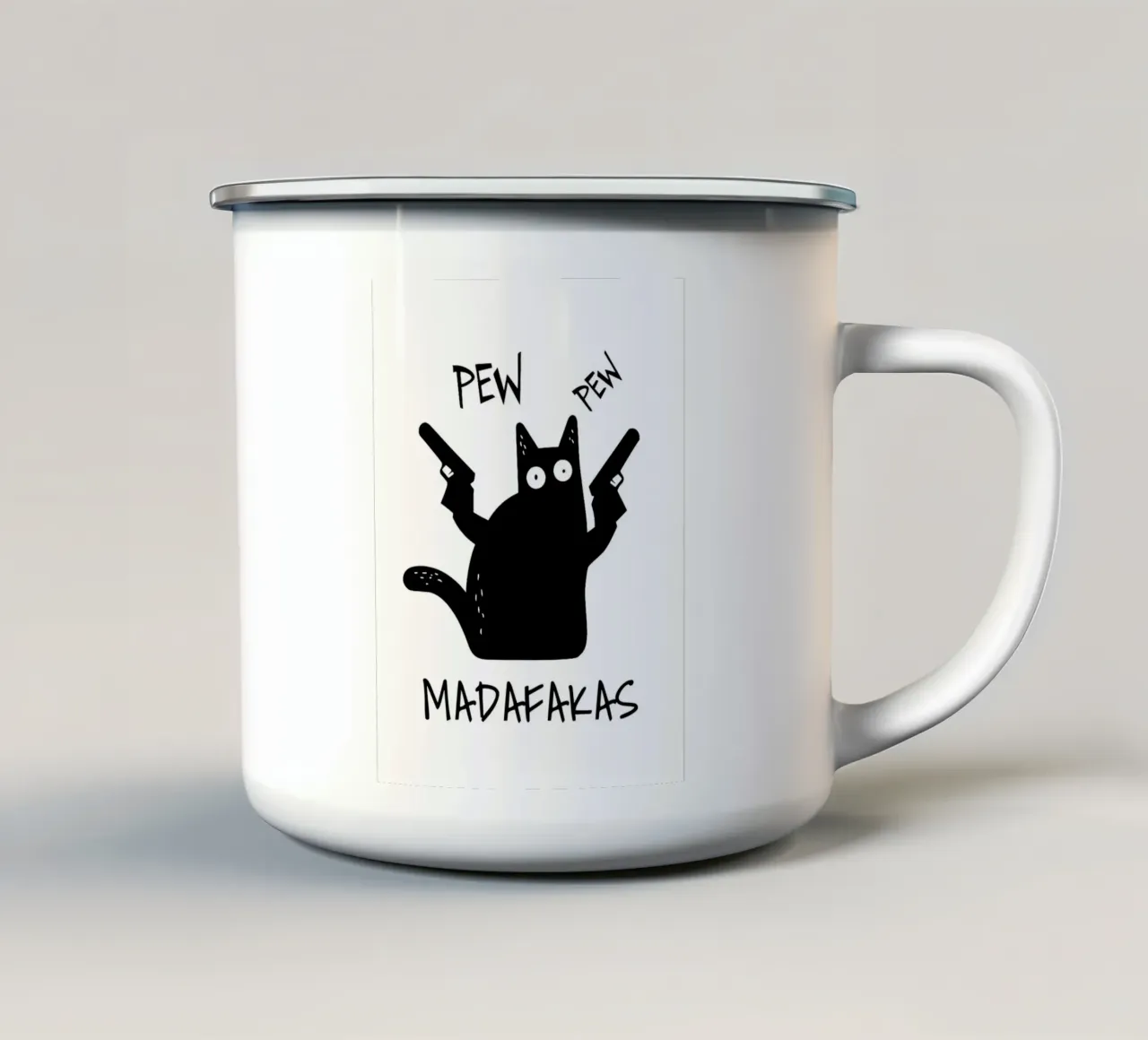"PEW PEW tazza in smalto da Type & Tape