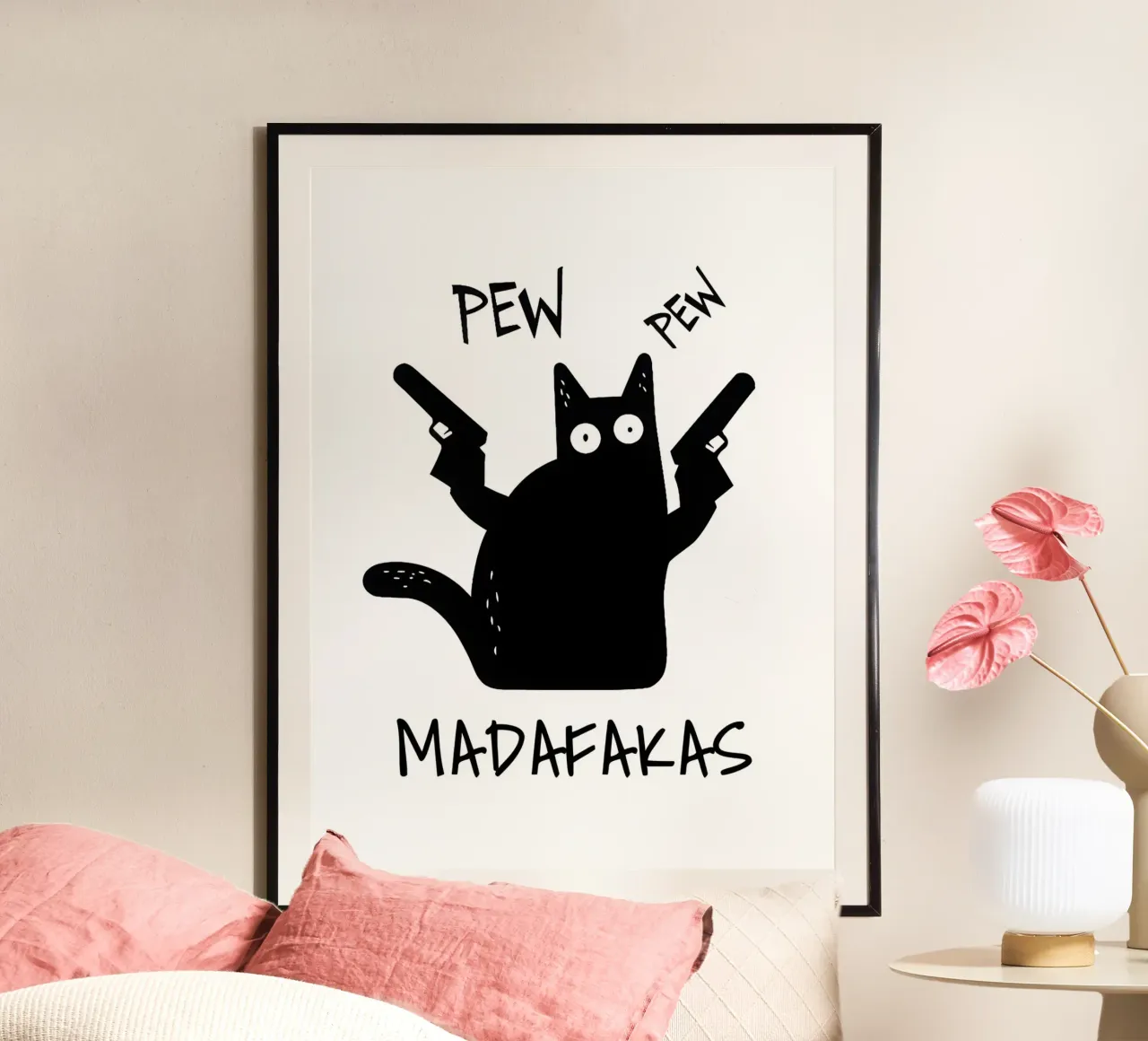 "PEW PEW poster con telaio in legno da Type & Tape