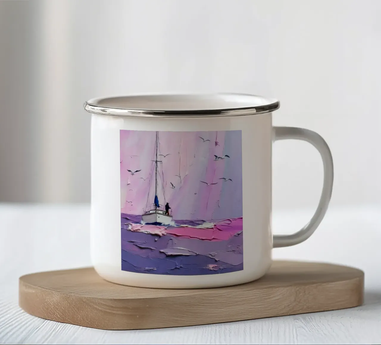 boat and storm tazza in smalto da Good days