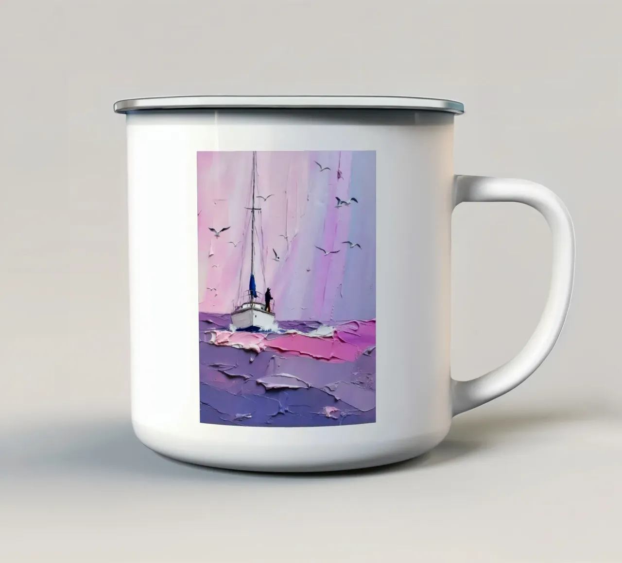 boat and storm tazza in smalto da Good days