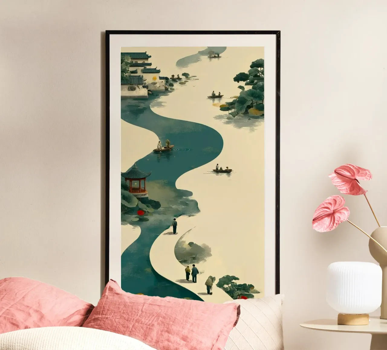 winding river poster con telaio in legno da lily