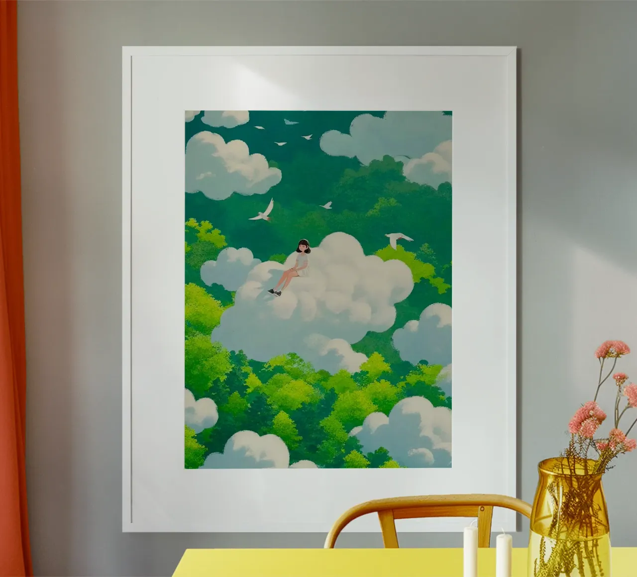 stay on the cloud poster con telaio in legno da lily