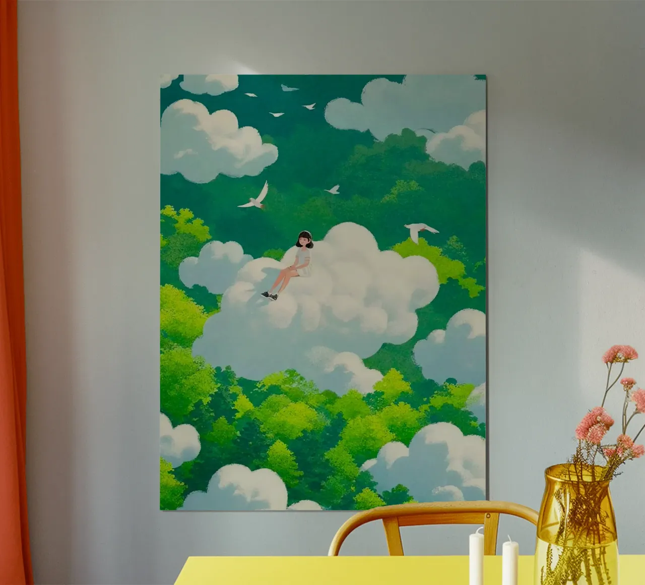 stay on the cloud poster con telaio in legno da lily