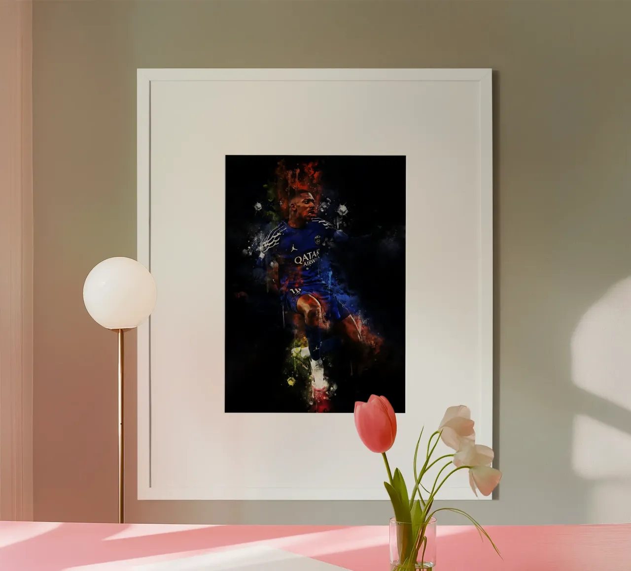 Ousmane Dembele PSG poster con telaio in plastica da MasterInkArt