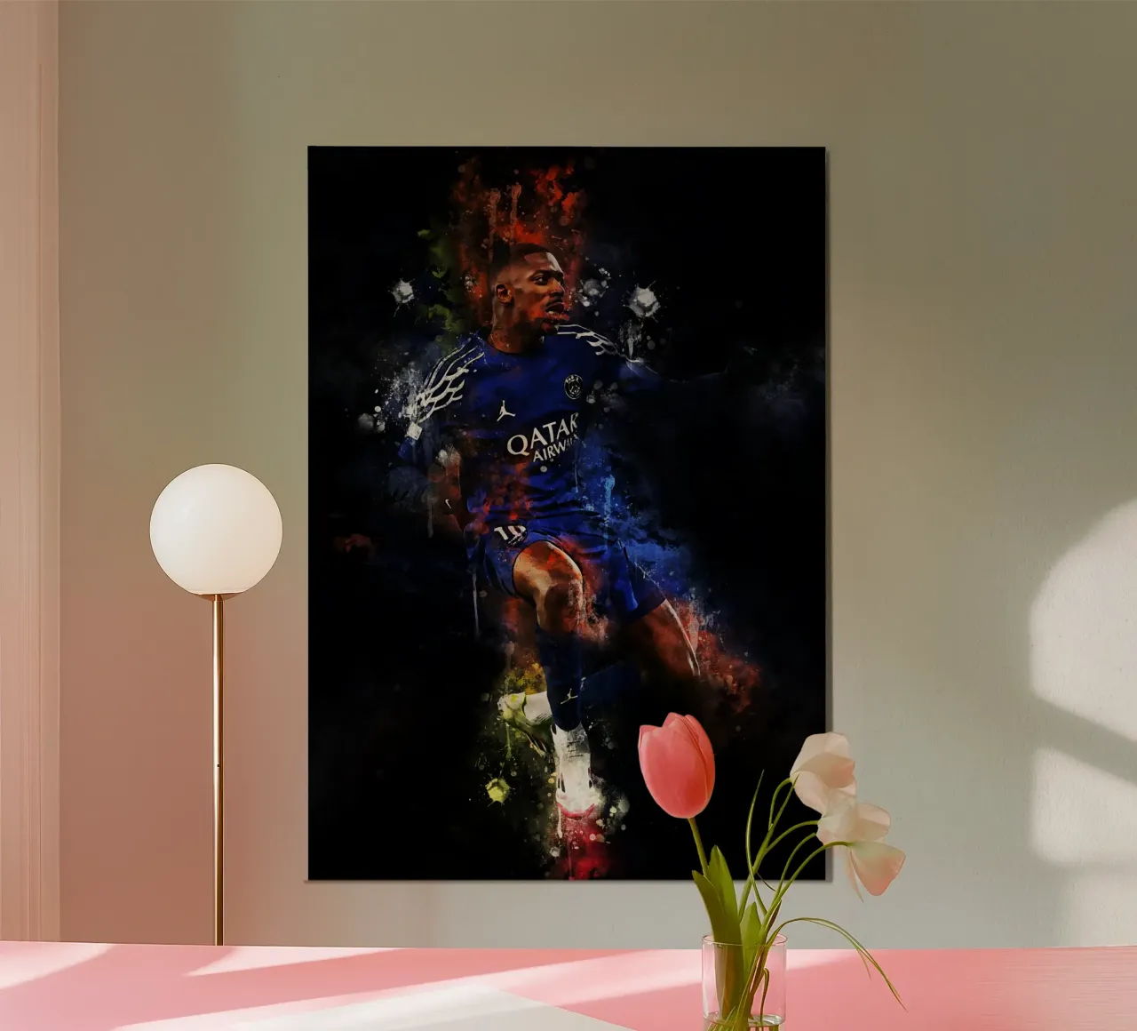 Ousmane Dembele PSG poster con telaio in plastica da MasterInkArt