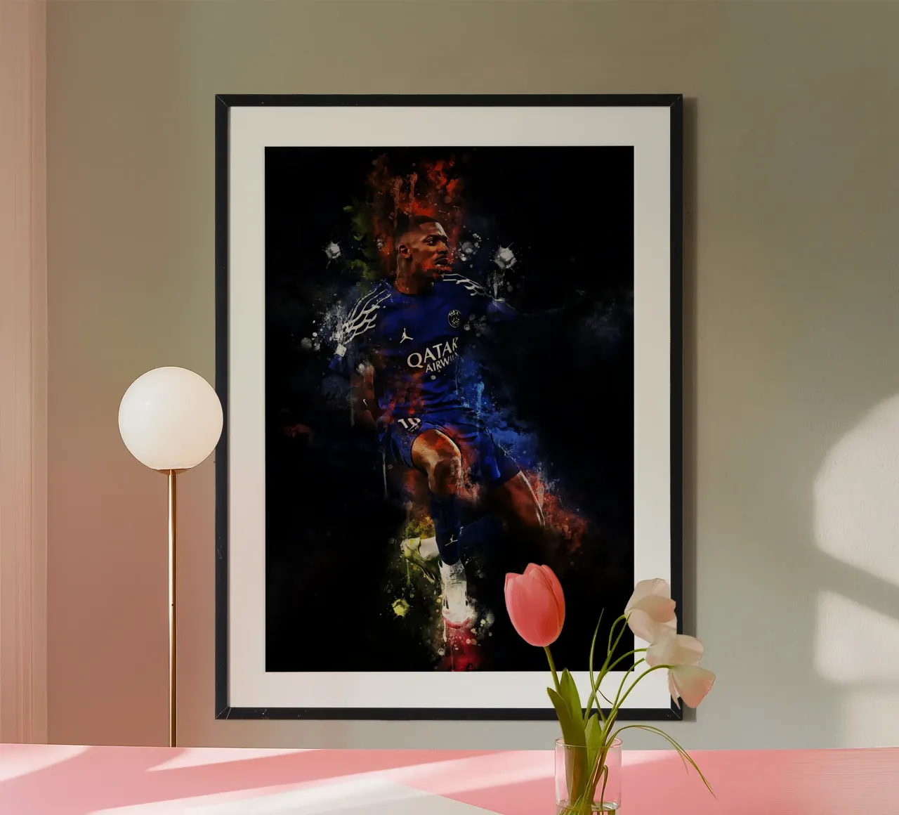 Ousmane Dembele PSG poster con telaio in plastica da MasterInkArt