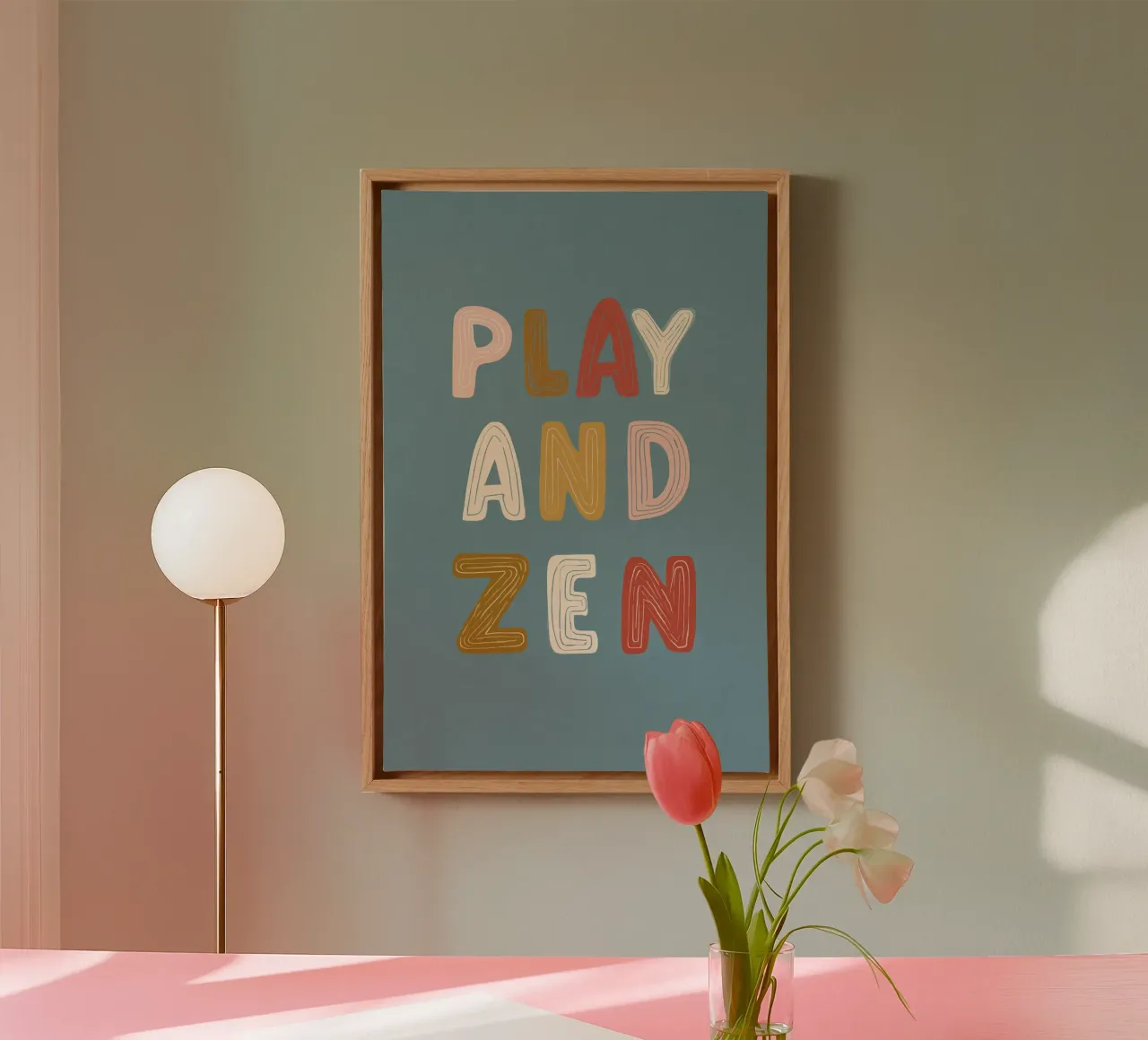 Play And Zen No 02 canvas met Baklijst van treechild