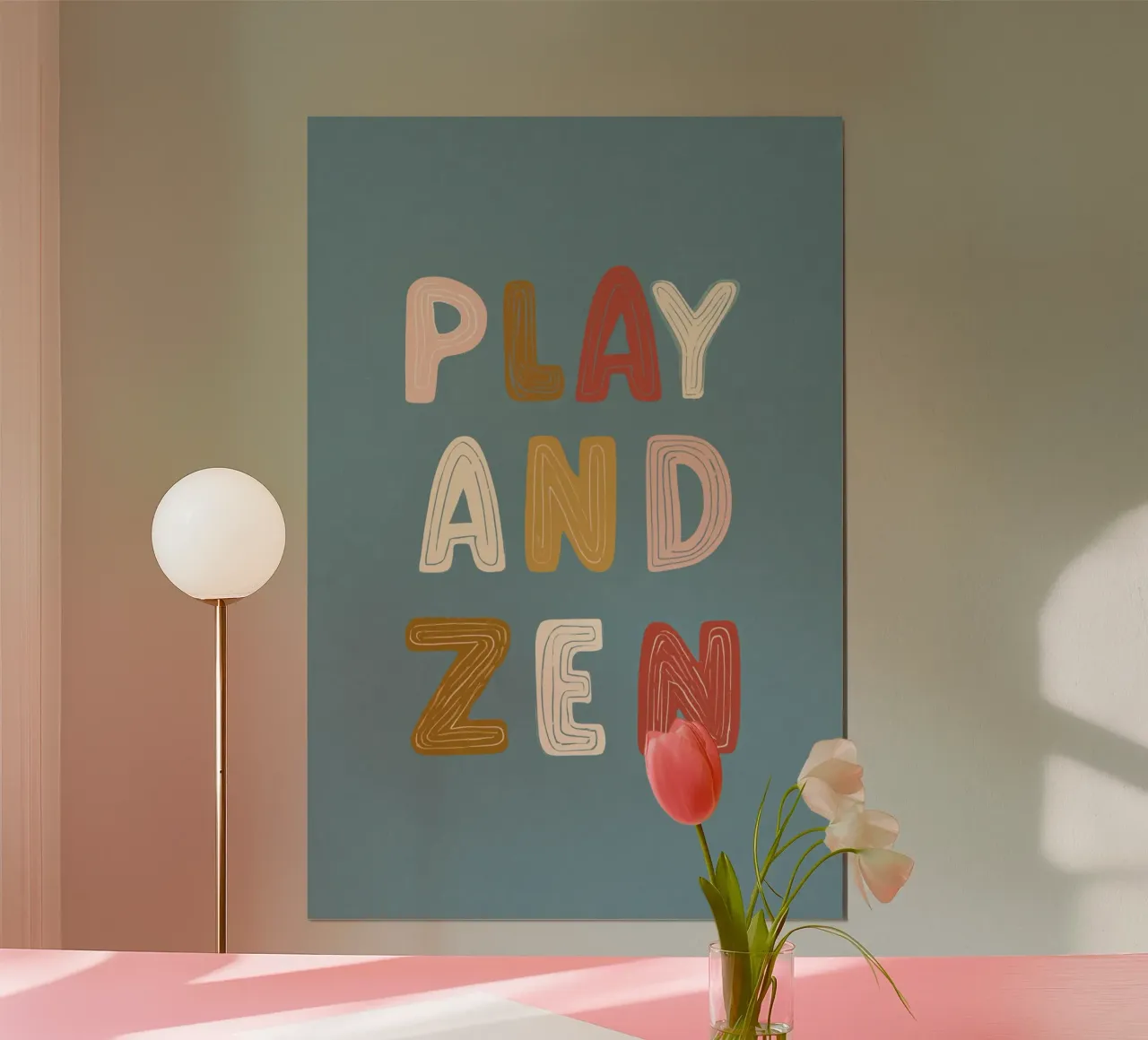 Play And Zen No 02 poster con telaio in legno da treechild