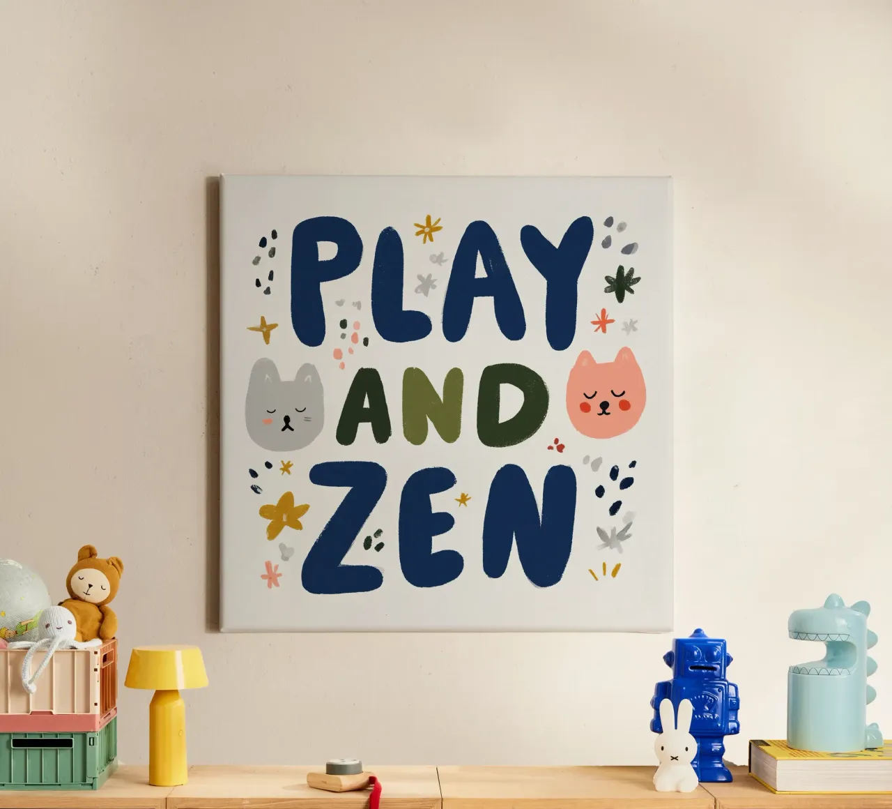Play And Zen No 03 tela con Cornice a cassetta da treechild
