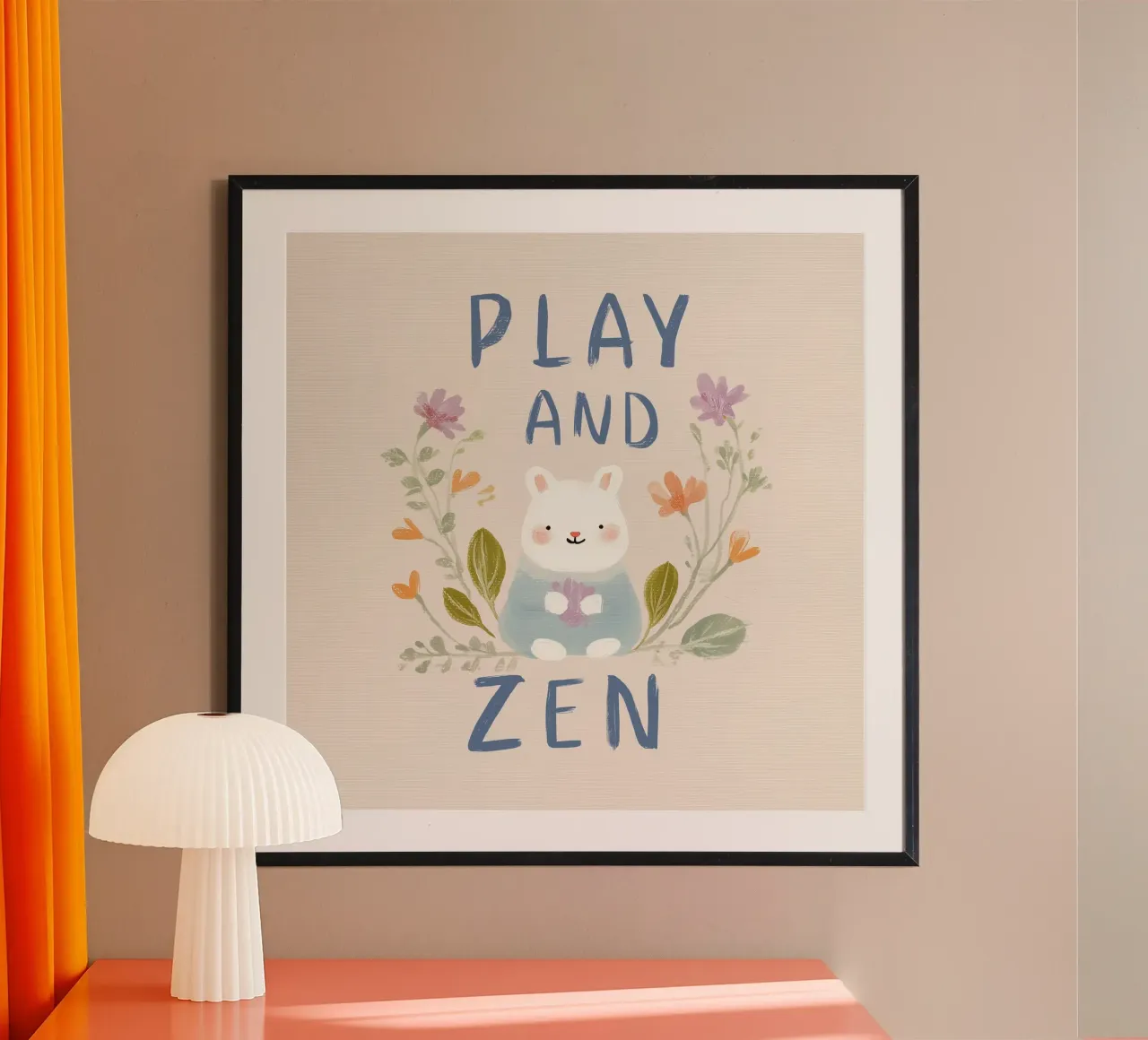Play And Zen poster con telaio in legno da treechild