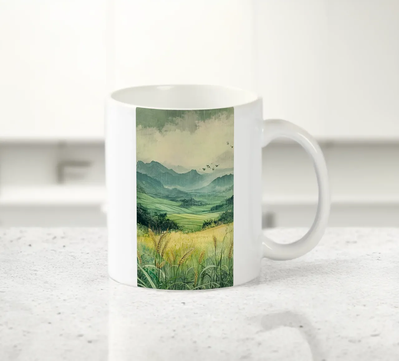 calm scenic field tazza in ceramica da kichin