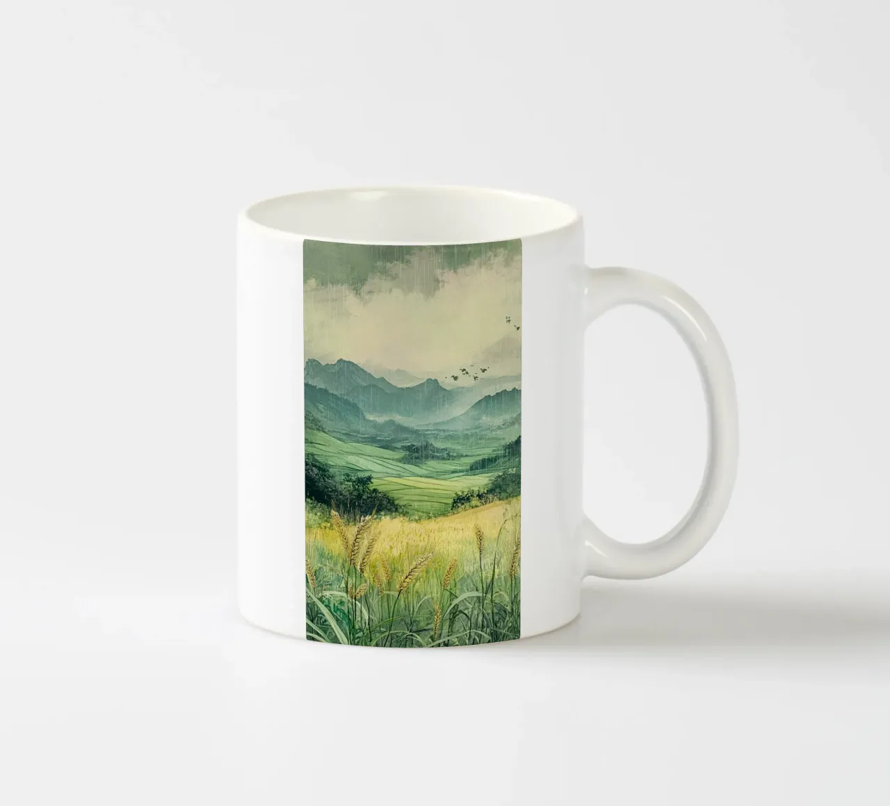 calm scenic field tazza in ceramica da kichin