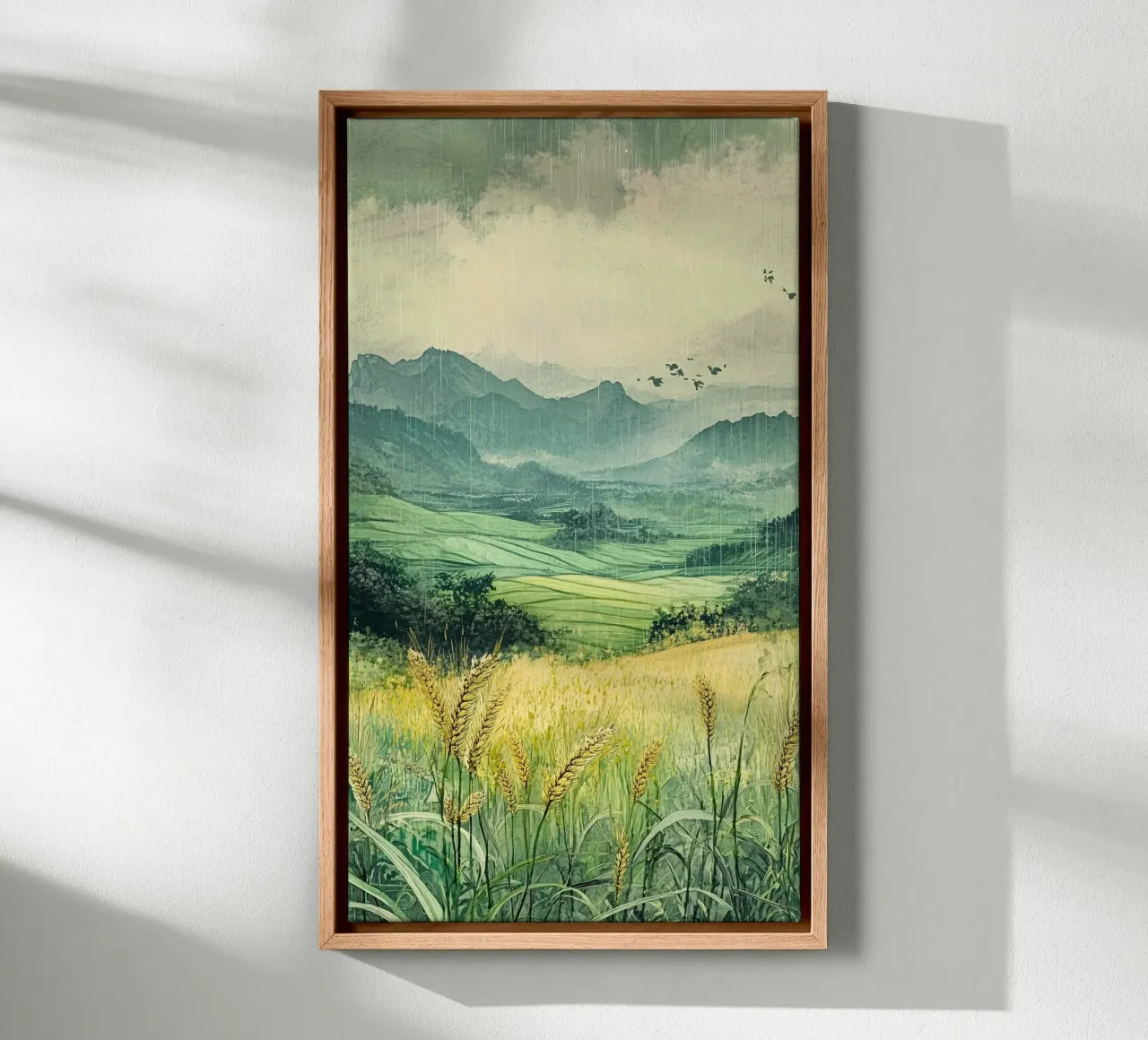 calm scenic field canvas with Floater frame by kichin