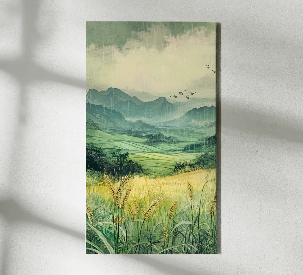calm scenic field canvas with Floater frame by kichin