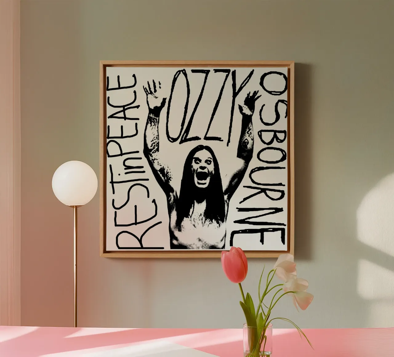 Prince of Darkness RIP Essential T-Shirt canvas met Baklijst van mannys_artt