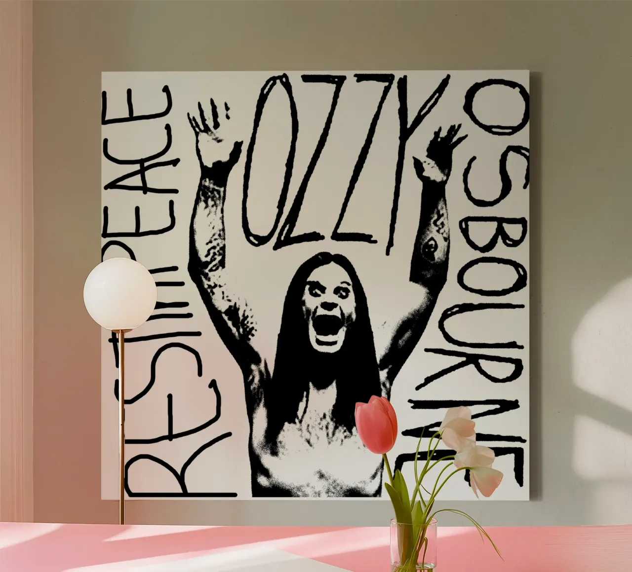 Prince of Darkness RIP Essential T-Shirt canvas met Baklijst van mannys_artt
