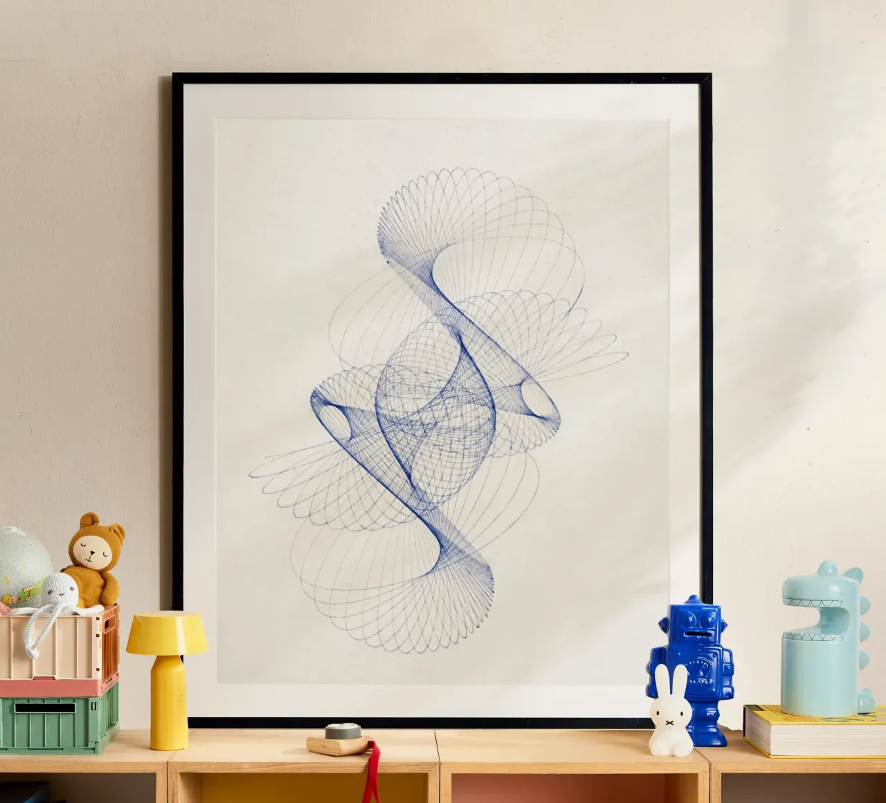 Pendulum Curve illustration poster con telaio in plastica da vintageshop