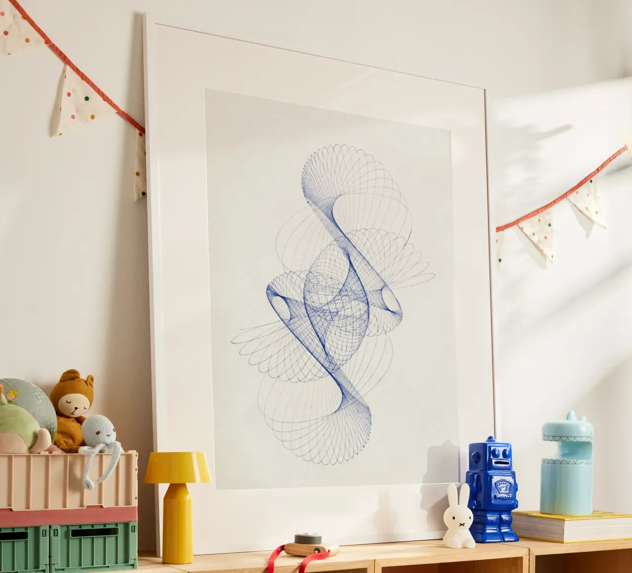 Pendulum Curve illustration poster con telaio in plastica da vintageshop