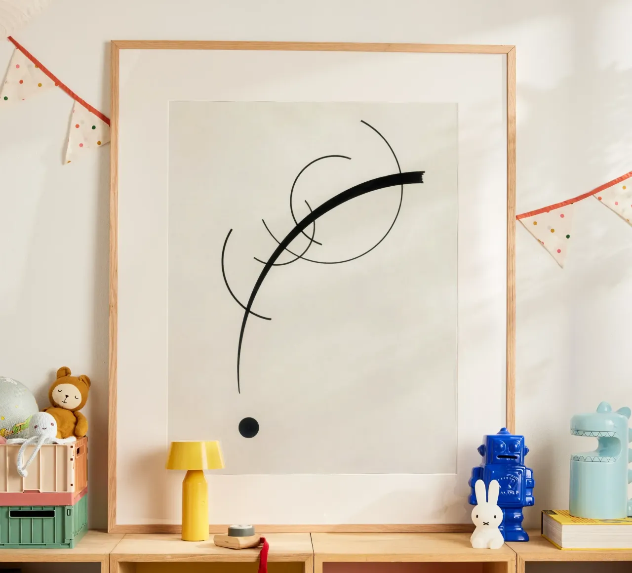 Free Curve to the Point poster con telaio in legno da vintageshop