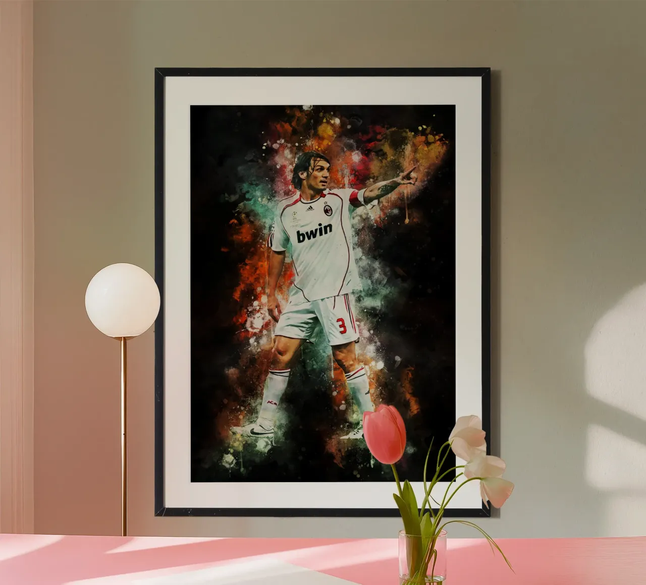 Paolo Maldini poster con telaio in legno da MasterInkArt