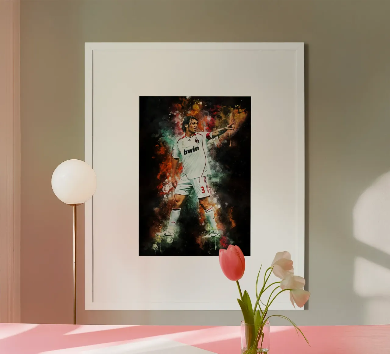 Paolo Maldini poster con telaio in legno da MasterInkArt