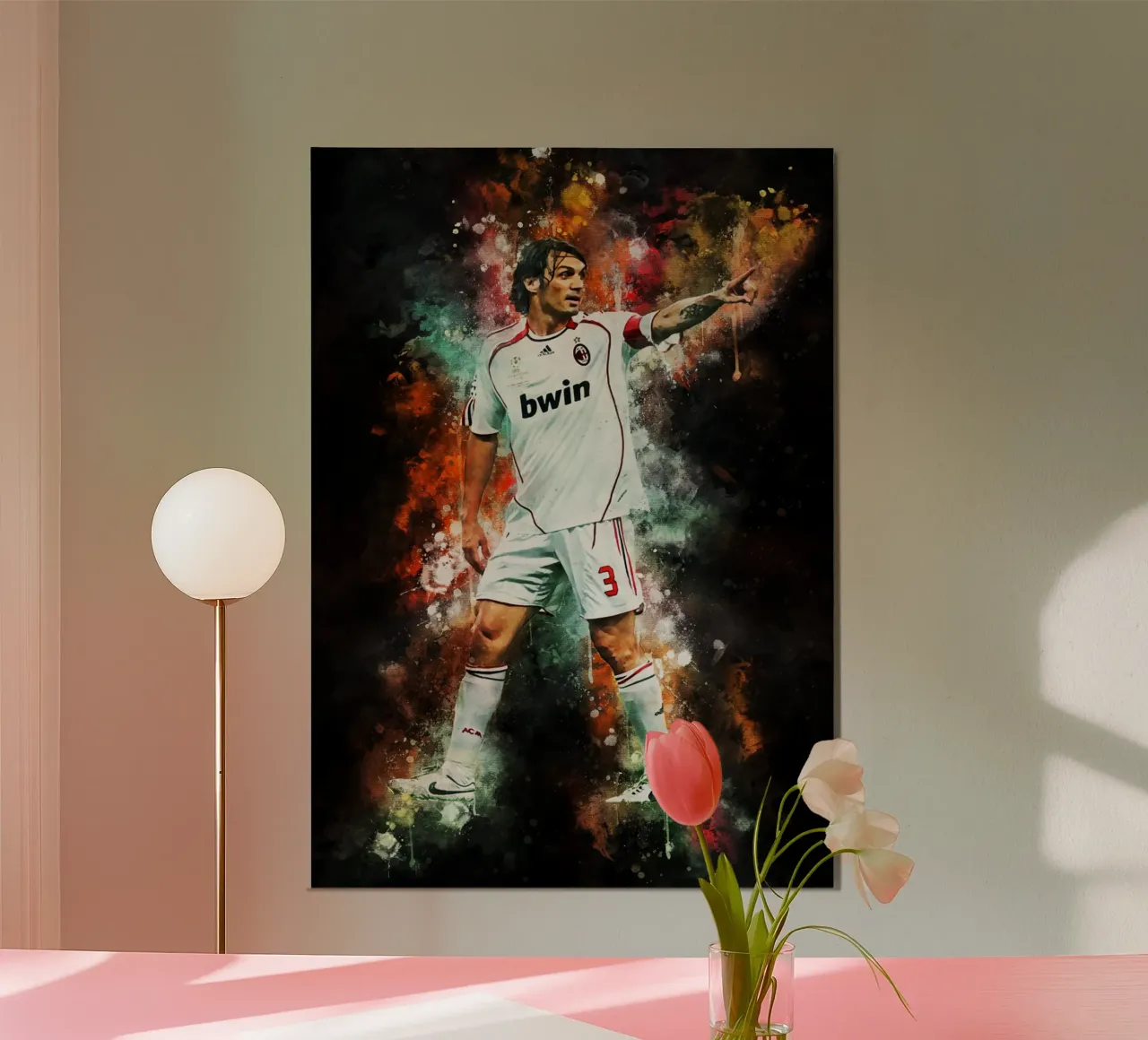 Paolo Maldini poster con telaio in legno da MasterInkArt