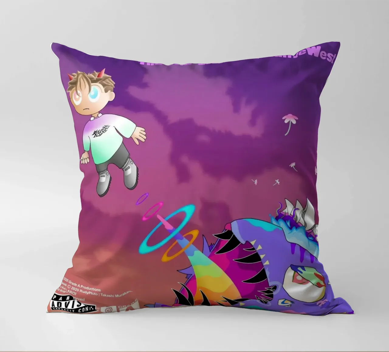 maglietta del tour di kanyes west glow in the dark cuscino da martina