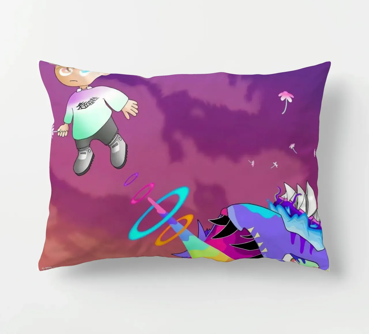 maglietta del tour di kanyes west glow in the dark cuscino da martina