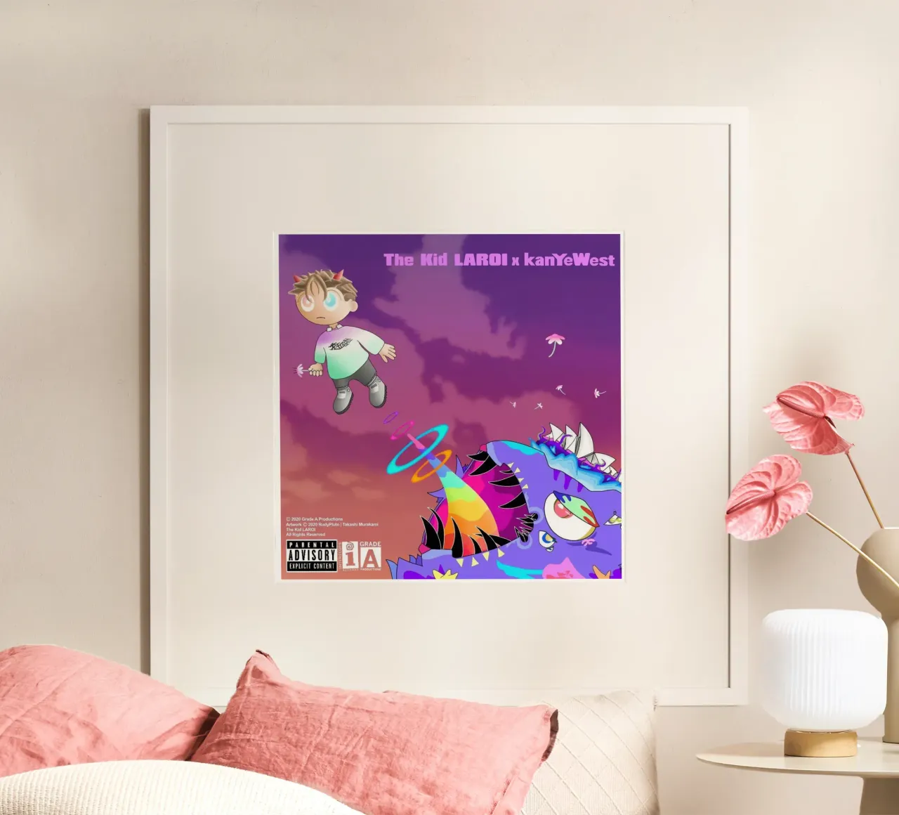 maglietta del tour di kanyes west glow in the dark poster da martina