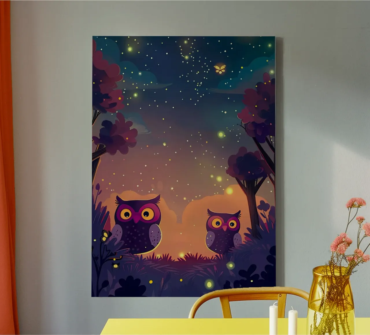 pair of owls canvas met Baklijst van kichin