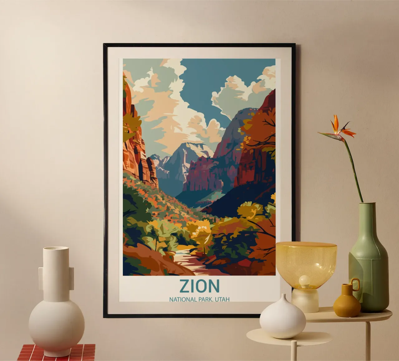 Parco nazionale di Zion, Utah, USA poster con telaio in plastica da Wanderlust Vibes