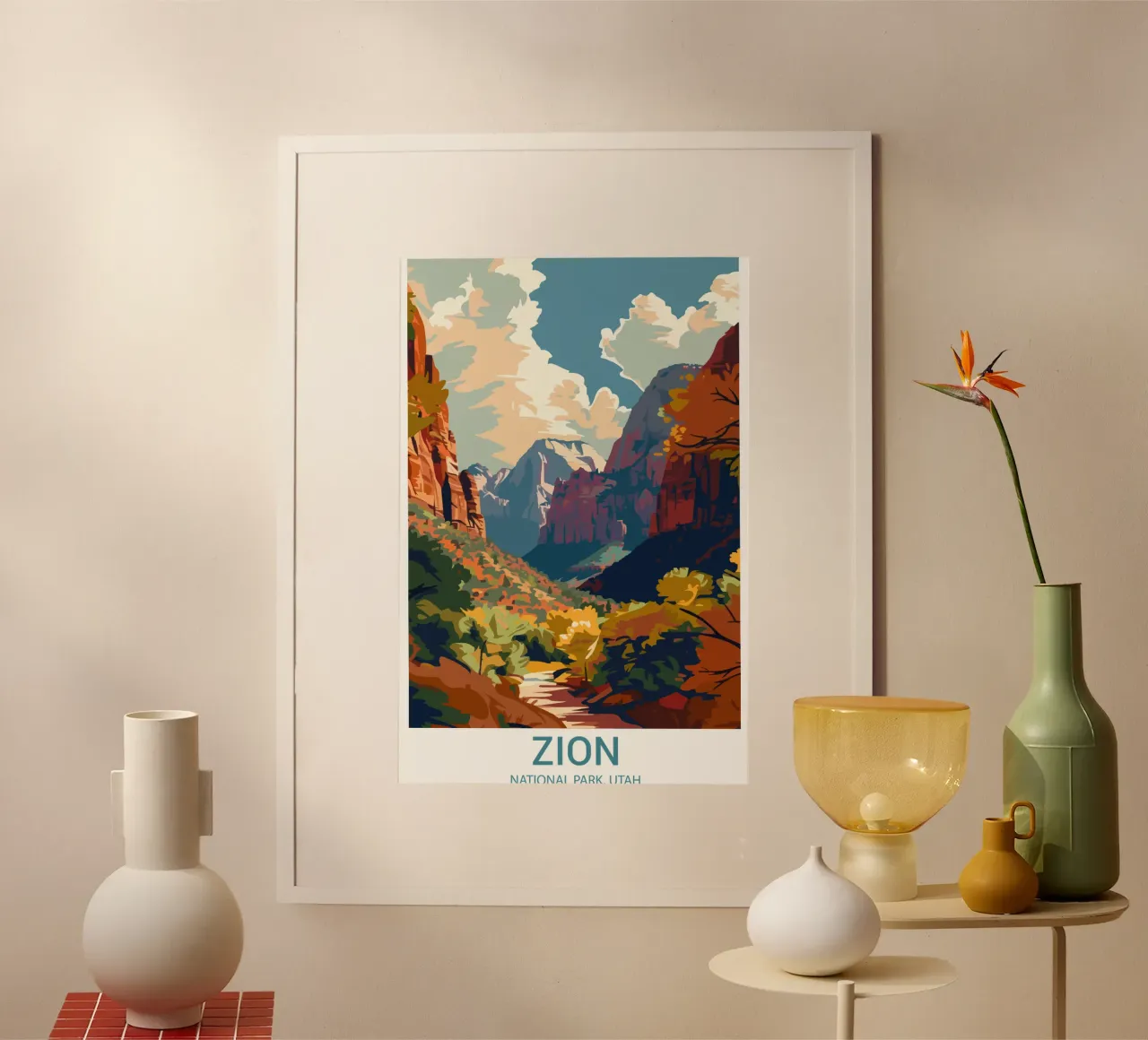 Parco nazionale di Zion, Utah, USA poster con telaio in plastica da Wanderlust Vibes