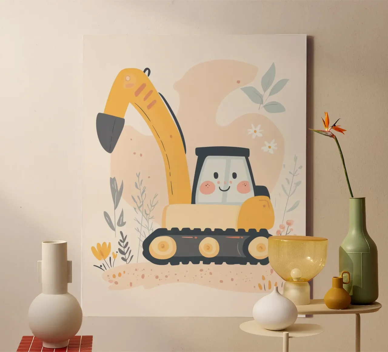 Escavatore estroso tela con Cornice a cassetta da Happy Littles