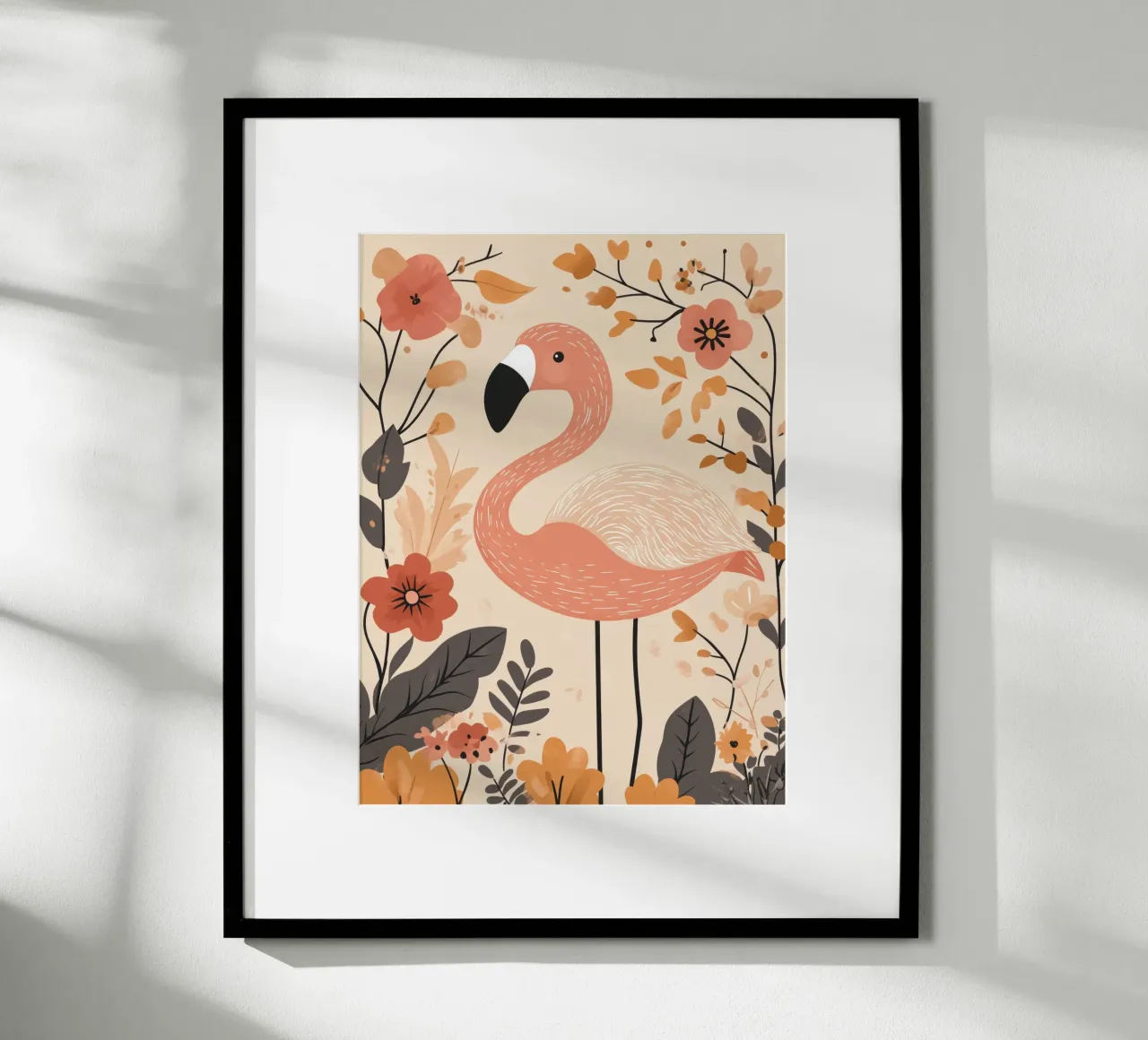 Fenicottero stravagante poster con telaio in legno da Happy Littles