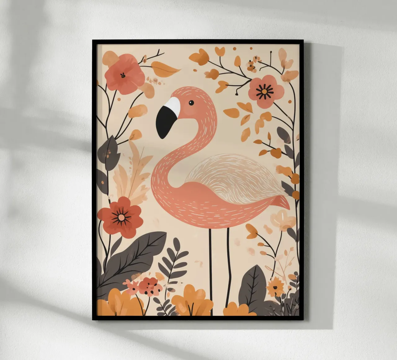 Fenicottero stravagante poster con telaio in legno da Happy Littles