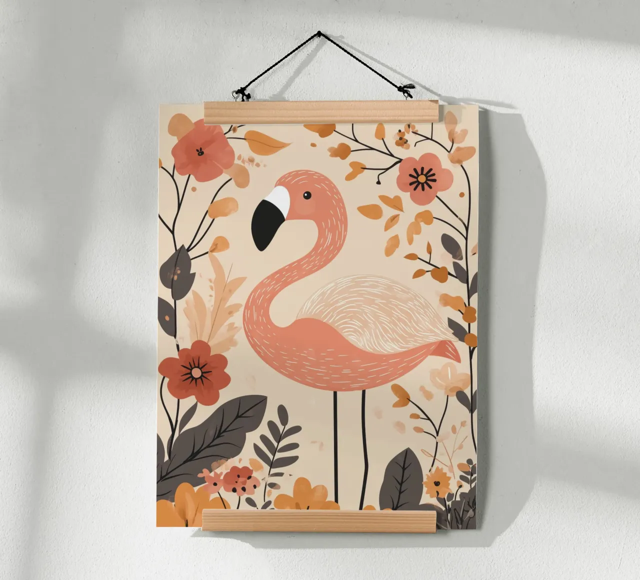 Fenicottero stravagante poster con telaio in legno da Happy Littles