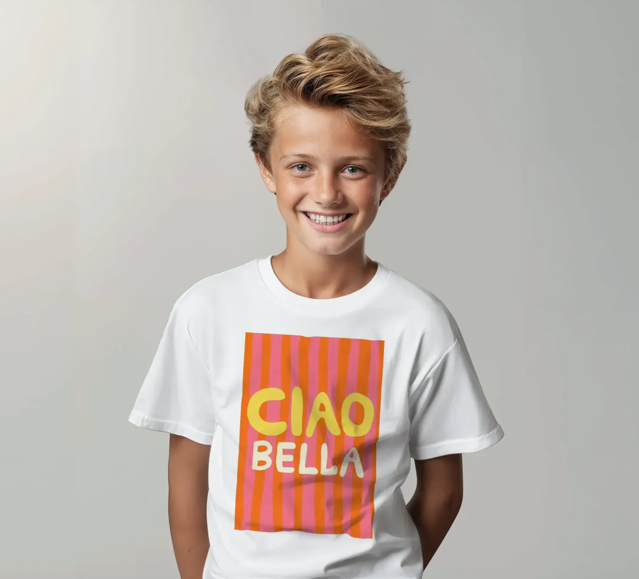 Ciao Bella Orange Pink kids t-shirt by Studio Dolci