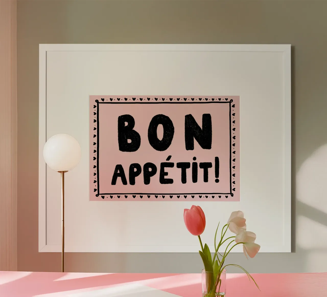 Poster Bon Appétit, decorazione da parete per la cucina, citazione francese poster con telaio in alluminio da vintagepod