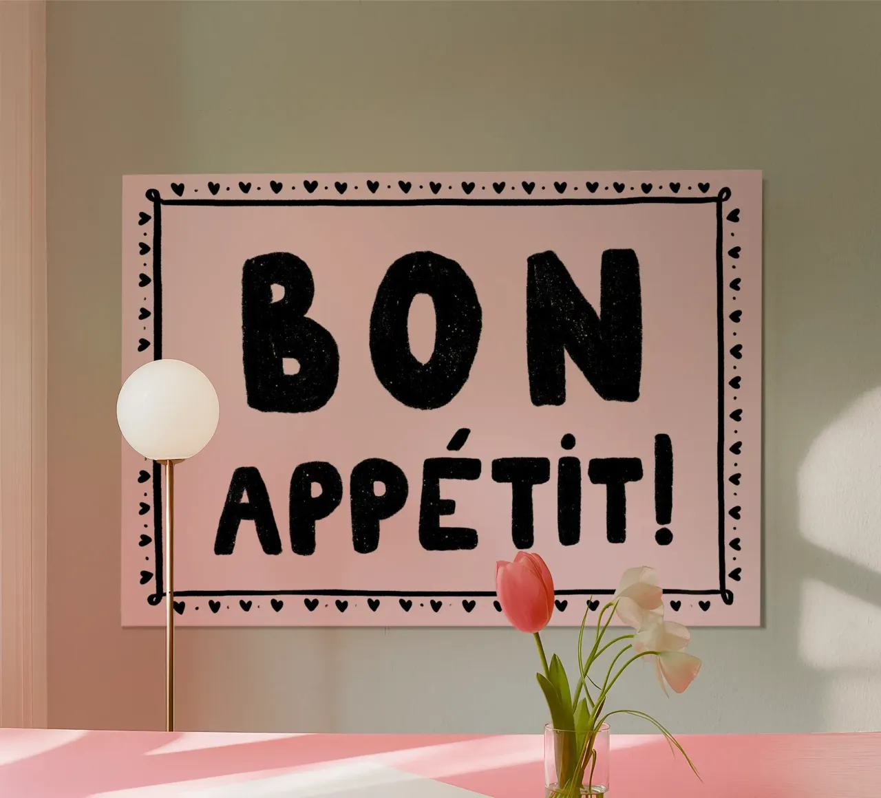 Poster Bon Appétit, decorazione da parete per la cucina, citazione francese poster con telaio in alluminio da vintagepod