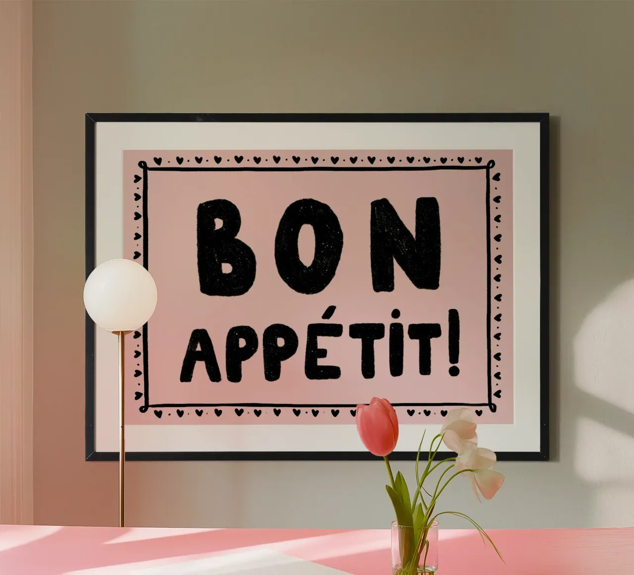Poster Bon Appétit, decorazione da parete per la cucina, citazione francese poster con telaio in alluminio da vintagepod