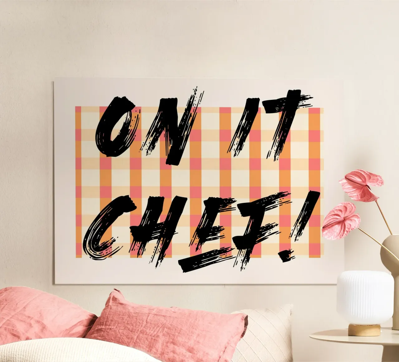 Su di esso Chef! Decorazione da parete per la cucina, Citazione da buongustaio poster con telaio in legno da vintagepod