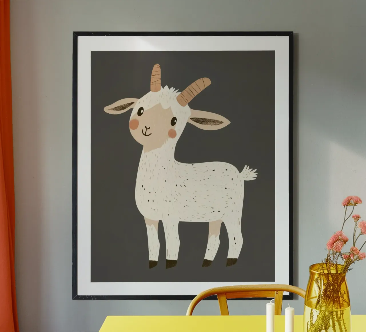 Capra stravagante poster con telaio in plastica da Happy Littles