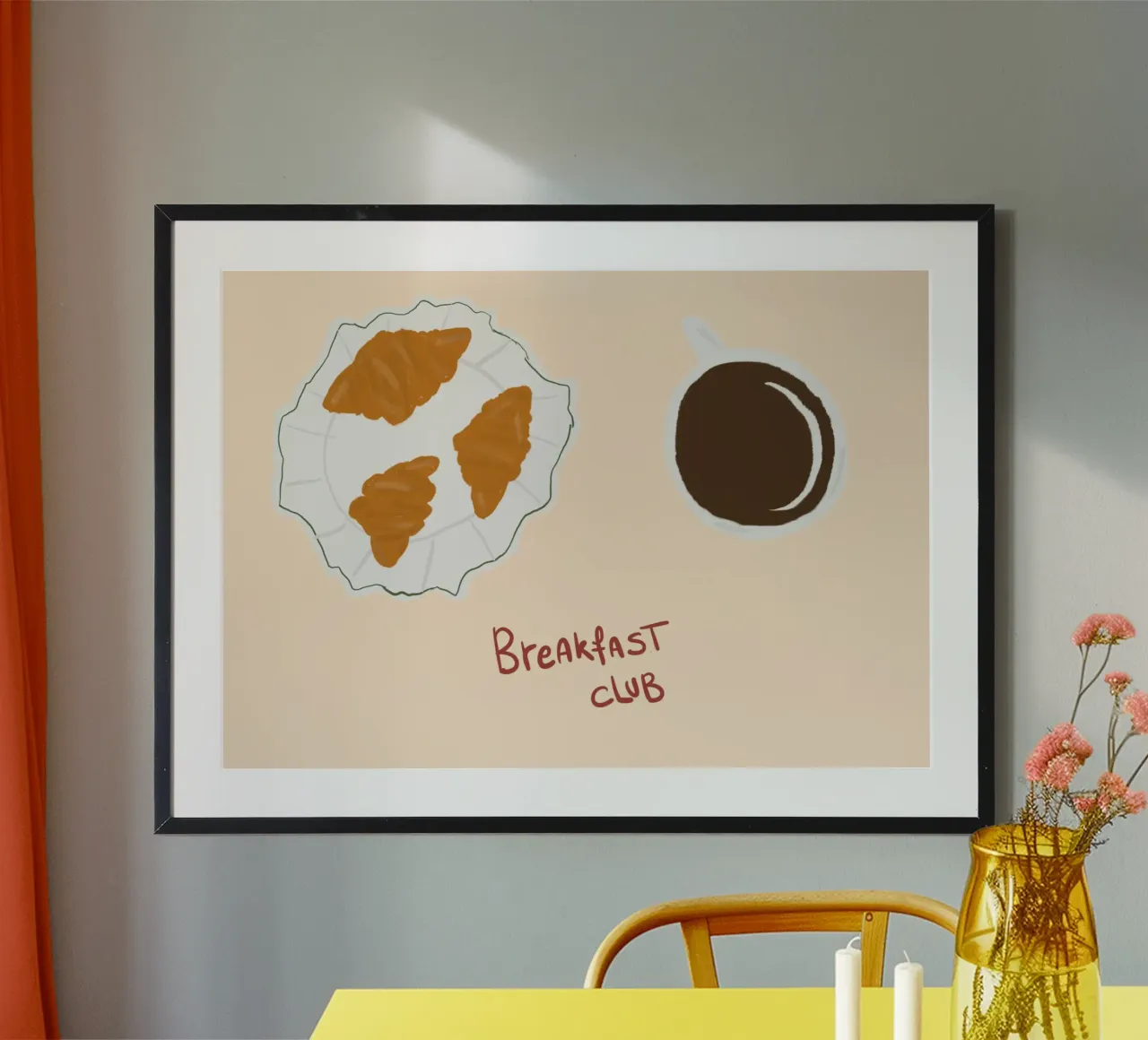Poster per il club della colazione, Croissant e caffè, decorazioni per la cucina poster da vintagepod