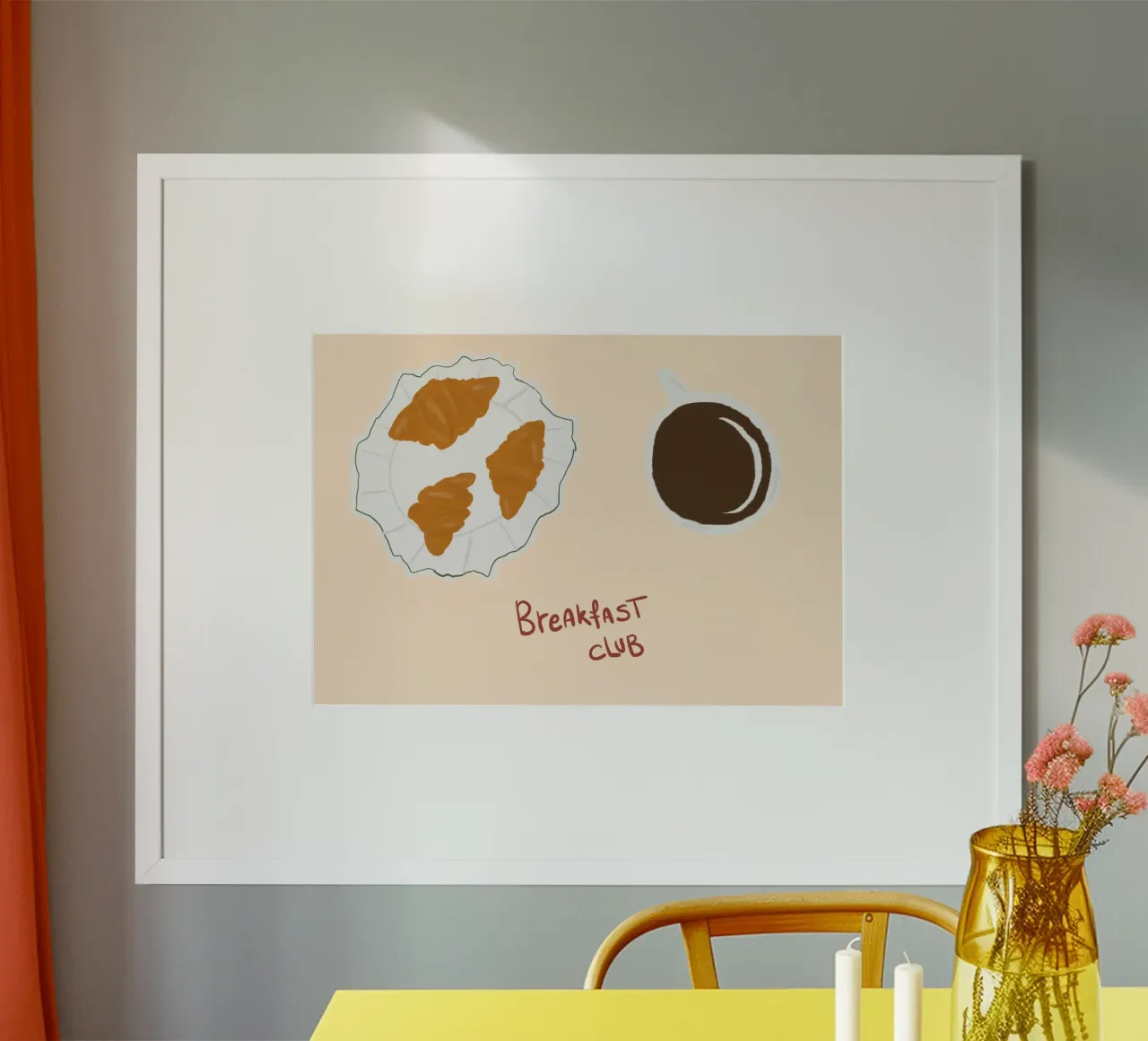 Poster per il club della colazione, Croissant e caffè, decorazioni per la cucina poster da vintagepod