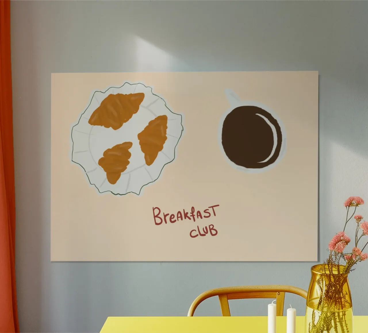 Poster per il club della colazione, Croissant e caffè, decorazioni per la cucina poster da vintagepod